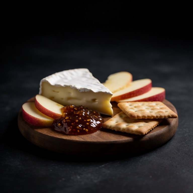 Brie with Jam and Apple on a Board
