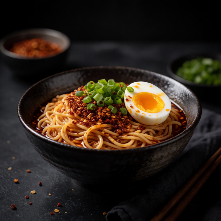 Chilli Crisp Noodles with Soft-Boiled Egg