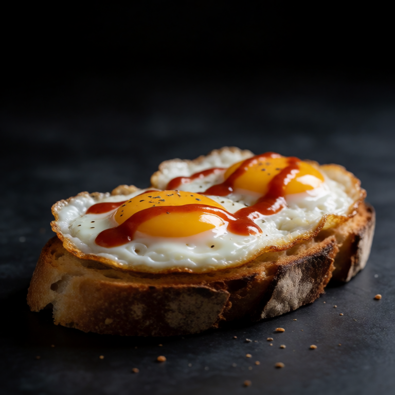 Fried Egg on Toast with Hot Sauce