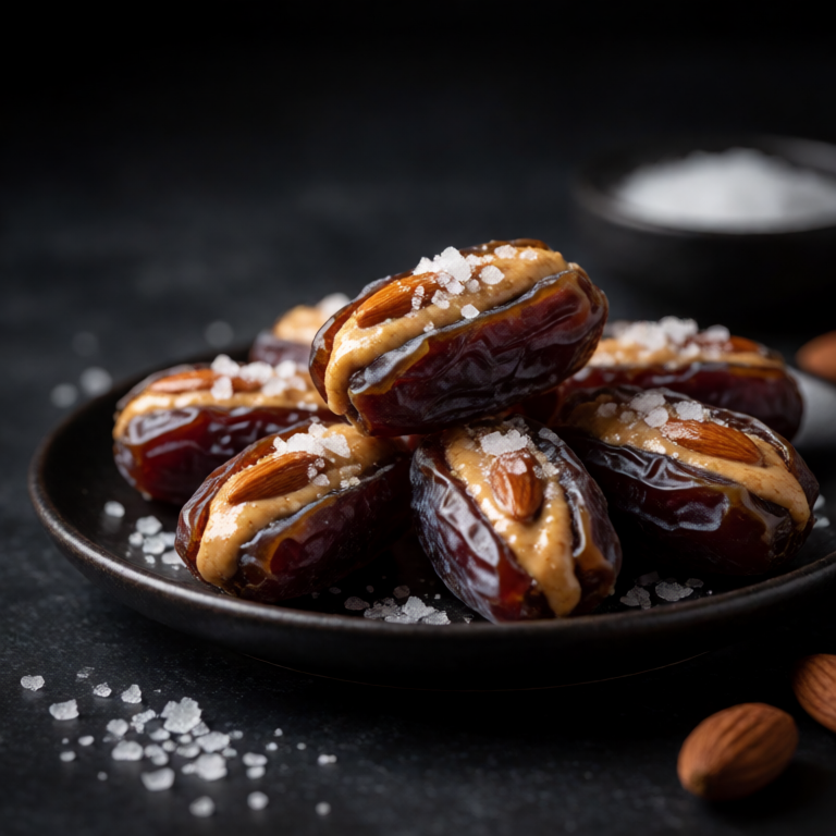 Medjool Dates with Almond Butter and Flaky Salt