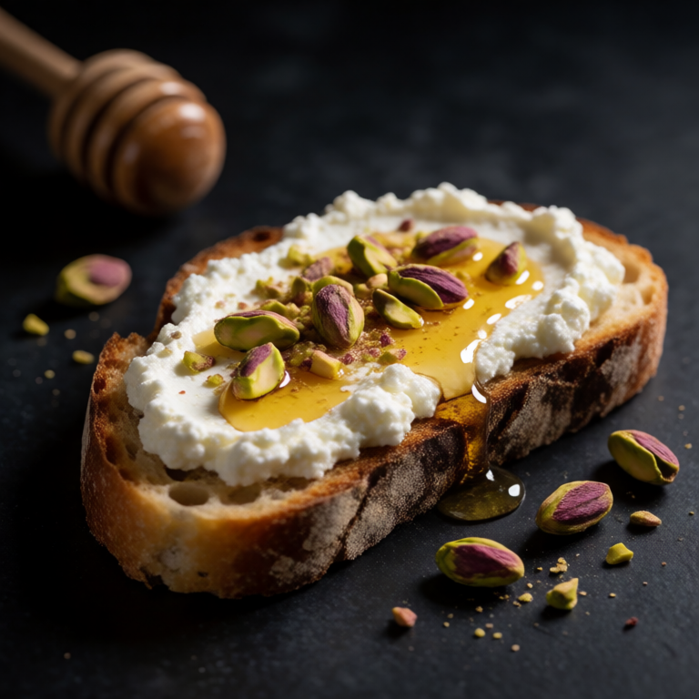 Ricotta Toast with Honey and Pistachios