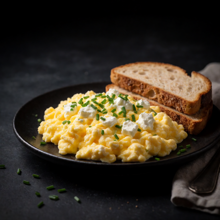 Scrambled Eggs with Cream Cheese and Chives