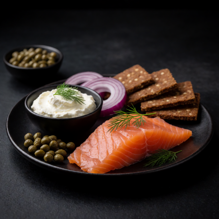 Smoked Salmon Plate with Cream Cheese and Capers