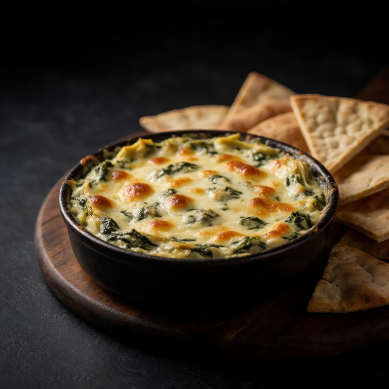 Spinach Artichoke Dip with Pita Chips